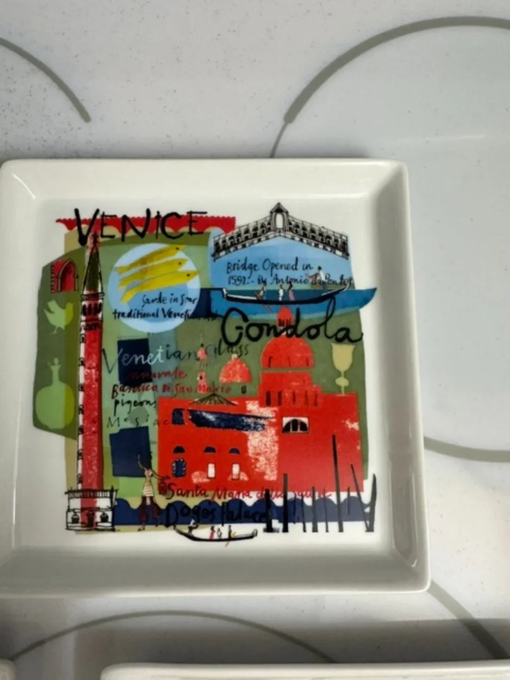 Crate & Barrel Cityscape Square Appetizer Plates – Set of 6   City Scenes • Cera
